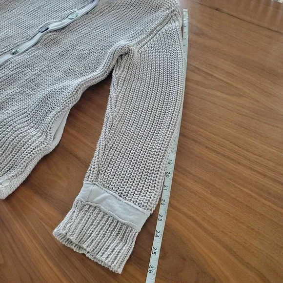 Pure Handknit High Low Pleated Chunky Cardigan Size S Cotton Beige boho gorpcore - Picture 11 of 13